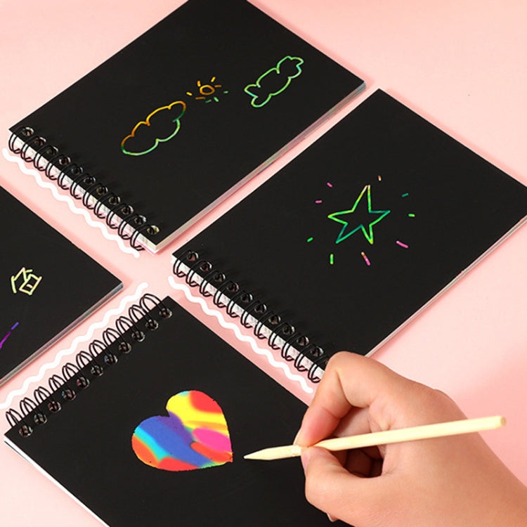 Hand Painted Scratch Paper Colorful Coil Scratchbook With Pen