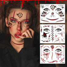 Load image into Gallery viewer, 10pcs Halloween Scar Waterproof Tattoo Sticker Simulated Face Horror Stickers, RM-037, RM-038, RM-039, RM-040, RM-041, RM-042, RM-043, RM-044, RM-045, RM-046