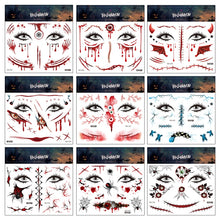 Load image into Gallery viewer, 10pcs Halloween Scar Waterproof Tattoo Sticker Simulated Face Horror Stickers, RM-037, RM-038, RM-039, RM-040, RM-041, RM-042, RM-043, RM-044, RM-045, RM-046