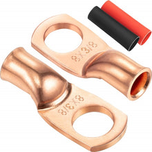 Load image into Gallery viewer, 8AWG 3/8" Stud Ring Terminal Solder Cable Bare Copper Hole with Heat Shrink