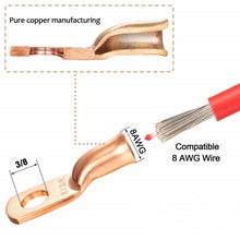 Load image into Gallery viewer, 8AWG 3/8" Stud Ring Terminal Solder Cable Bare Copper Hole with Heat Shrink