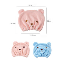 Load image into Gallery viewer, Cartoon Bear Thickened Coral Velvet Hair Drying Cap Strong Water-absorbent Quick-drying Turban