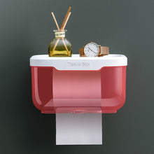 Load image into Gallery viewer, Punch-free Bathroom Transparent Waterproof Tissue Box Toilet Wall-mounted Storage Rack, Large (Black), Large (Pink), Small (Black), Small (Pink)
