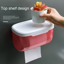Load image into Gallery viewer, Punch-free Bathroom Transparent Waterproof Tissue Box Toilet Wall-mounted Storage Rack, Large (Black), Large (Pink), Small (Black), Small (Pink)
