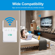 Load image into Gallery viewer, 2.4G 300M Wi-Fi Amplifier Long Range WiFi Repeater Wireless Signal Booster, US Plug White, EU Plug White, UK Plug White, US Plug Black, EU Plug Black, UK Plug Black