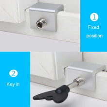 Load image into Gallery viewer, Child Safety Protection Screen Window Limiter Sliding Door Latch With Key, Ordinary Model+Straight Key, Ordinary Model+L Shaped Key, Wider Model+Straight Key, Wider Model+L Shaped Key