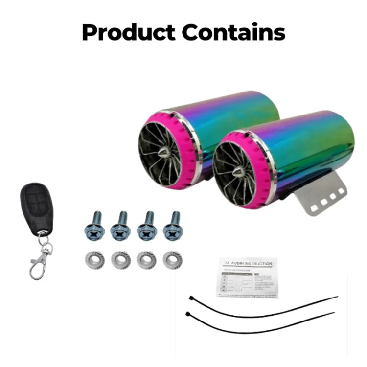 Motorcycle Subwoofer Color-Coated Audio Exhaust Pipe Simulator, 12V