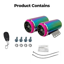 Load image into Gallery viewer, Motorcycle Subwoofer Color-Coated Audio Exhaust Pipe Simulator, 12V