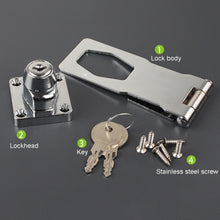 Load image into Gallery viewer, No Hole Hook With Locking Hasp Chest Of Drawers Door Lock With Iron Key, 2.5 inch Interlocking, 2.5 inch Non-Interlocking, 3 inch Interlocking, 3 inch Non-Interlocking, 4 inch Interlocking, 4 inch Non-Interlocking