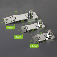 Load image into Gallery viewer, No Hole Hook With Locking Hasp Chest Of Drawers Door Lock With Iron Key, 2.5 inch Interlocking, 2.5 inch Non-Interlocking, 3 inch Interlocking, 3 inch Non-Interlocking, 4 inch Interlocking, 4 inch Non-Interlocking