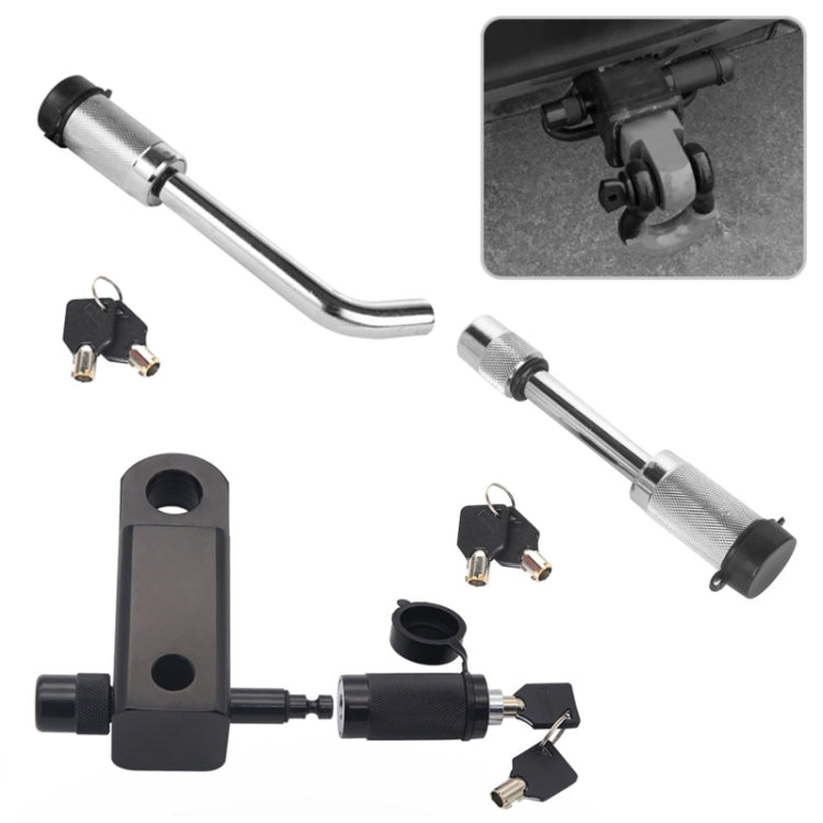 Car Latch Lock Trailer Tow Hook Anti-theft Padlock, Bending Silver, Direct Pipe Silver, Straight Pipe Black