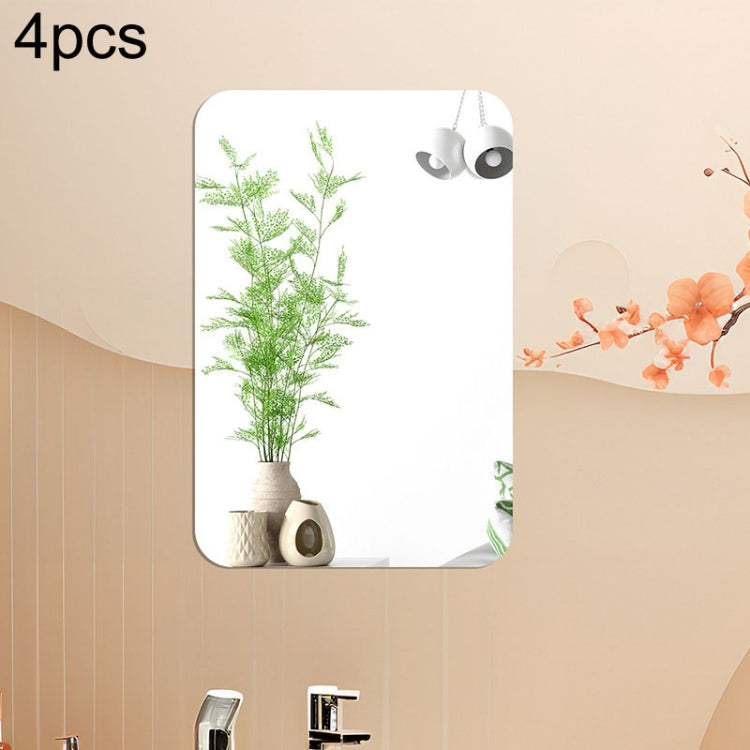Round Corner Models Rectangle Acrylic Mirror Stereo Wall Stickers Home Decoration Soft Mirror, 4pcs 15cm x 10cm, 4pcs 20cm x 13cm, 4pcs 30cm x 20cm, 4pcs 42cm x 27cm