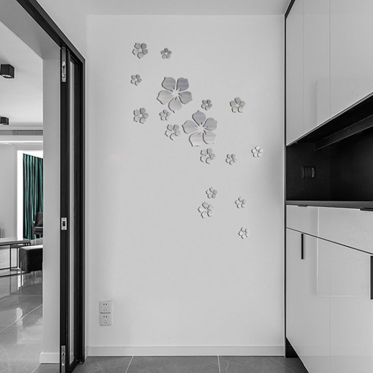 18pcs /Set Acrylic Cherry Blossom Mirror Wall Sticker Living Room Bedroom Background Wall Decoration, Cherry Blossom