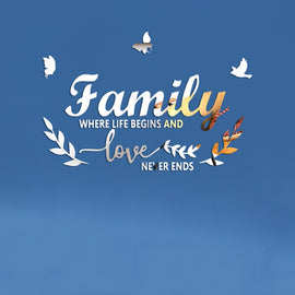 Acrylic Familylove Stereoscopic Mirror Wall Stickers Home Self-Adhesive Decorative Soft Mirror, Familylove