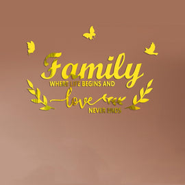 Acrylic Familylove Stereoscopic Mirror Wall Stickers Home Self-Adhesive Decorative Soft Mirror, Familylove