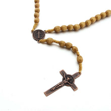 Load image into Gallery viewer, Wooden Beads Handmade Wire Vintage Cross Necklace, Light Coffee, Dark Coffee