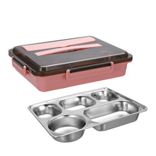 Load image into Gallery viewer, 304 Stainless Steel Lunch Box Leakproof Insulated Student Dormitory Bento Box, 4 Grid Pink, 4 Grid Black, 4 Grid Blue, 5 Grid Pink, 5 Grid Black, 5 Grid Blue