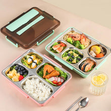 Load image into Gallery viewer, 304 Stainless Steel Lunch Box Leakproof Insulated Student Dormitory Bento Box, 4 Grid Pink, 4 Grid Black, 4 Grid Blue, 5 Grid Pink, 5 Grid Black, 5 Grid Blue
