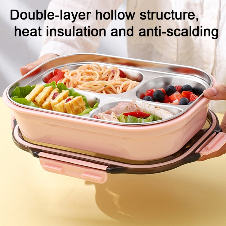 304 Stainless Steel Lunch Box Leakproof Insulated Student Dormitory Bento Box, 4 Grid Pink, 4 Grid Black, 4 Grid Blue, 5 Grid Pink, 5 Grid Black, 5 Grid Blue
