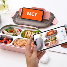 Load image into Gallery viewer, 304 Stainless Steel Lunch Box Leakproof Insulated Student Dormitory Bento Box, 4 Grid Pink, 4 Grid Black, 4 Grid Blue, 5 Grid Pink, 5 Grid Black, 5 Grid Blue