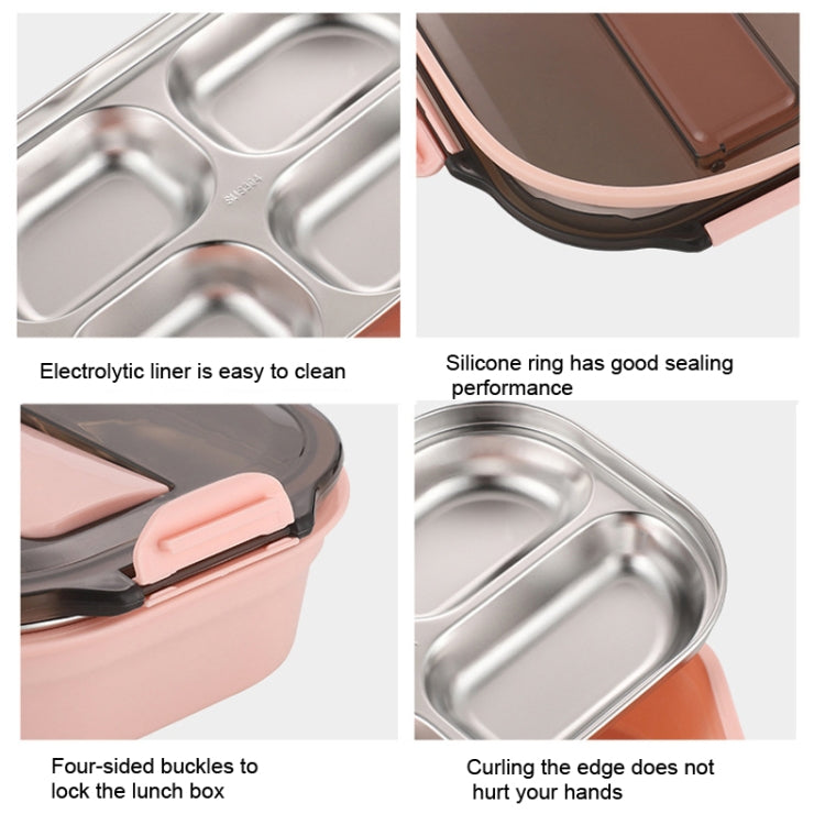 304 Stainless Steel Lunch Box Leakproof Insulated Student Dormitory Bento Box, 4 Grid Pink, 4 Grid Black, 4 Grid Blue, 5 Grid Pink, 5 Grid Black, 5 Grid Blue
