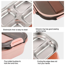 Load image into Gallery viewer, 304 Stainless Steel Lunch Box Leakproof Insulated Student Dormitory Bento Box, 4 Grid Pink, 4 Grid Black, 4 Grid Blue, 5 Grid Pink, 5 Grid Black, 5 Grid Blue