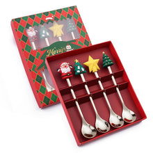 Load image into Gallery viewer, 4pcs /Pack Christmas Cartoon Doll Stainless Steel Tableware, A Spoon Fork, B Spoon Fork, C Spoon Fork, D Spoon