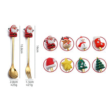 Load image into Gallery viewer, 4pcs /Pack Christmas Cartoon Doll Stainless Steel Tableware, A Spoon Fork, B Spoon Fork, C Spoon Fork, D Spoon