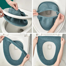 Load image into Gallery viewer, Universal Knitted Washable Toilet Pad Home Thickened Warm Toilet Cover, With Handle Pink, With Handle Gray, With Handle Blue, Flat Pink, Flat Gray, Flat Blue