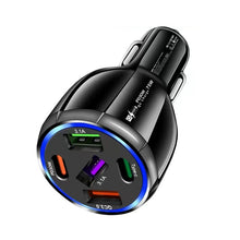 Load image into Gallery viewer, 3USB+2PD 75W Dual Line Car Mobile Phone Fast Charging Charger, Black, White