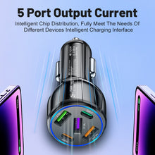 Load image into Gallery viewer, 3USB+2PD 75W Dual Line Car Mobile Phone Fast Charging Charger, Black, White