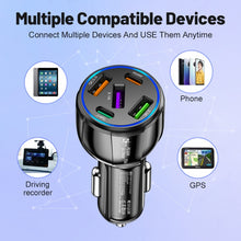 Load image into Gallery viewer, 3USB+2PD 75W Dual Line Car Mobile Phone Fast Charging Charger, Black, White
