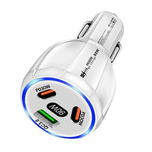 Load image into Gallery viewer, 90W Super Fast Charging USB-C Car Charger Dual PD 30W+QC3.0 Charging Station, Black, White