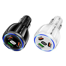 Load image into Gallery viewer, 90W Super Fast Charging USB-C Car Charger Dual PD 30W+QC3.0 Charging Station, Black, White