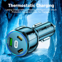 Load image into Gallery viewer, 90W Super Fast Charging USB-C Car Charger Dual PD 30W+QC3.0 Charging Station, Black, White