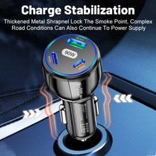 Load image into Gallery viewer, 90W Super Fast Charging USB-C Car Charger Dual PD 30W+QC3.0 Charging Station, Black, White