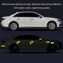 Load image into Gallery viewer, 8pcs/set Car Door Handle Rearview Mirror Safety Warning Protective Reflective Sticker, Red, Yellow, White, Blue, Fluorescent Green