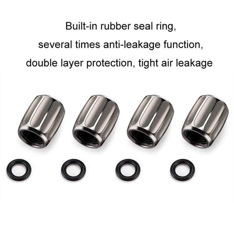 4pcs/set Metal Anti-theft Tyre Core Valve Personalised Conversion Cap, Colorful, Titanium Black, Red, Silver