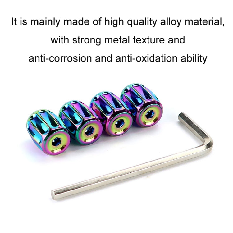 4pcs/set Metal Anti-theft Tyre Core Valve Personalised Conversion Cap, Colorful, Titanium Black, Red, Silver