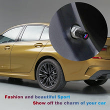 Load image into Gallery viewer, Aluminium Alloy Checkered Tricolour Car Wheel Decorative Valve Cap, Black, Silver, Red