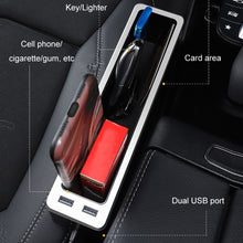 Load image into Gallery viewer, Car Seat Gap Storage Box with 2 USB Charging Port, Principal Driver Silver, Co-pilot Silver, Principal Driver Red, Co-pilot Red, Principal Driver Gray, Co-pilot Gray