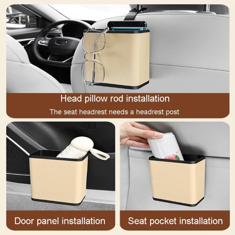 Multifunctional Car Dustbin Car Seatback Door Hanging Storage Box, Beige, Gray, Black