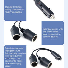 Load image into Gallery viewer, Copper Car Cigarette Lighter Extension 12/24V 10A General 1 Drag 2 Car Charging