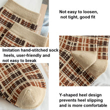 Load image into Gallery viewer, 1pair Women Autumn and Winter Socks Brown Color Thick Retro Mid-calf Socks