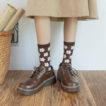 Load image into Gallery viewer, 1pair Women Autumn and Winter Socks Brown Color Thick Retro Mid-calf Socks