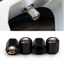 Load image into Gallery viewer, 4pcs/set Skull Metal Car Tire Universal Modified Aluminum Alloy Valve Cap, Black, Silver, Red