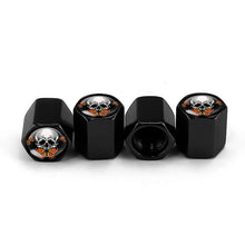 Load image into Gallery viewer, 4pcs/set Skull Metal Car Tire Universal Modified Aluminum Alloy Valve Cap, Black, Silver, Red