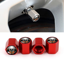 Load image into Gallery viewer, 4pcs/set Skull Metal Car Tire Universal Modified Aluminum Alloy Valve Cap, Black, Silver, Red