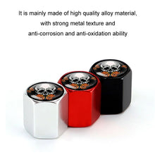Load image into Gallery viewer, 4pcs/set Skull Metal Car Tire Universal Modified Aluminum Alloy Valve Cap, Black, Silver, Red