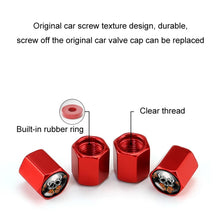 Load image into Gallery viewer, 4pcs/set Skull Metal Car Tire Universal Modified Aluminum Alloy Valve Cap, Black, Silver, Red